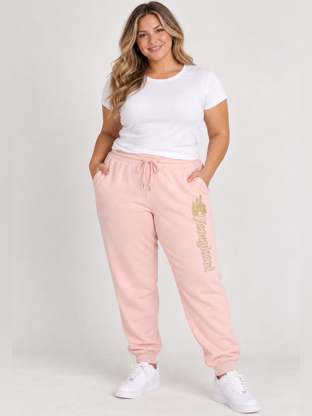 Disneyland Pink Jogger Sweatpants Women’s 3X Gold Logo NWT Disney